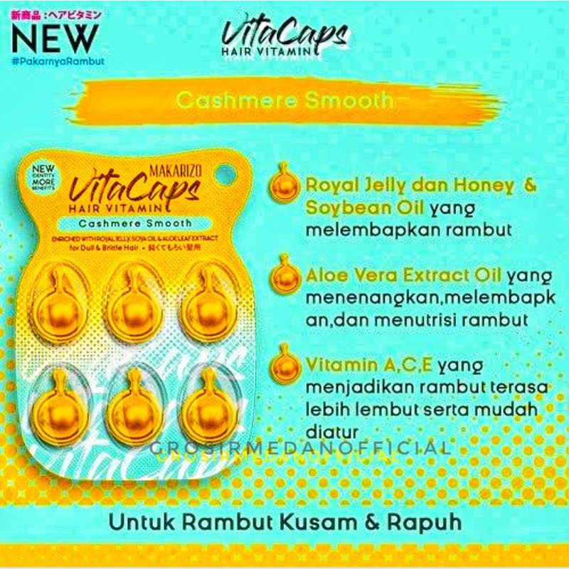 MAKARIZO VITACAPS HAIR VITAMIN - VITAMIN RAMBUT KAPSUL UNTUK RAMBUT RAPUH KUSAM KERING BERCABANG - MENJADIKAN RAMBUT LEMBUT HITAM BERKILAU MUDAH DIATUR