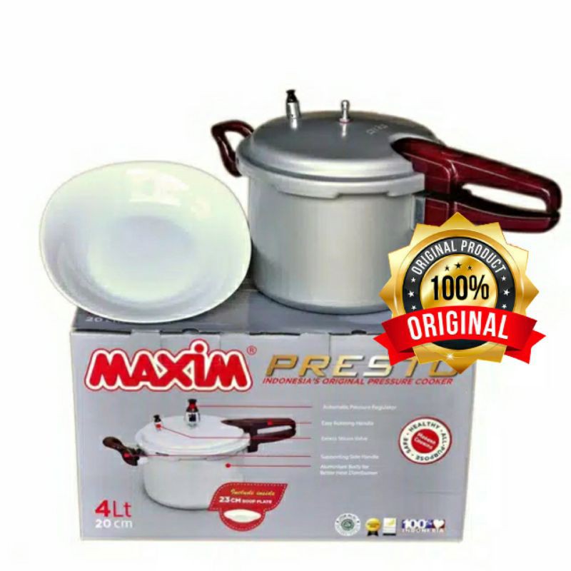 Panci Presto MAXIM 4 Liter Pelunak Daging Ikan 4L Pressure Cooker Ori