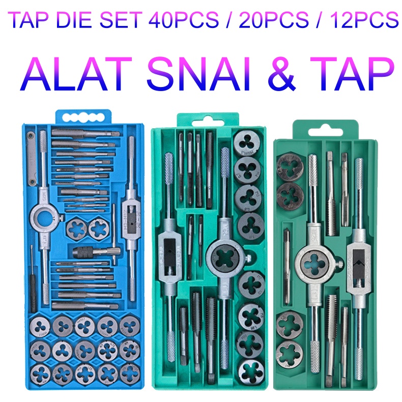 Tap Die Set 40pcs 20pcs 12pcs - Alat Snai dan Tap Ulir Drat Mur Baut