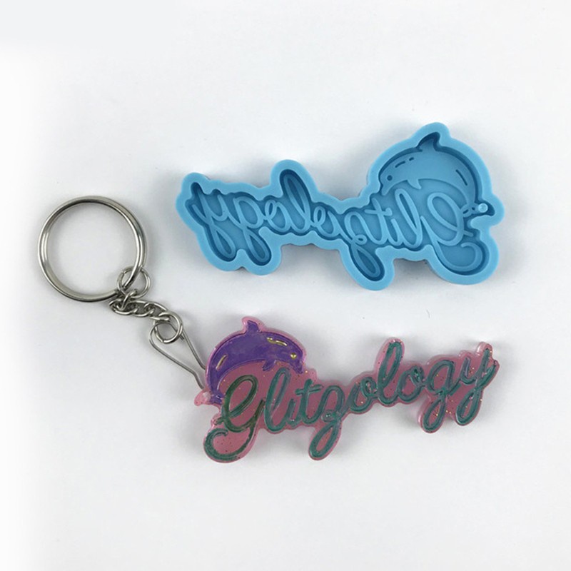 Glitter Dolphin Alphabet Letters Keychain Epoxy Resin Mold Jewelry Pendant Decorations Silicone Mould DIY Crafts Casting Tool