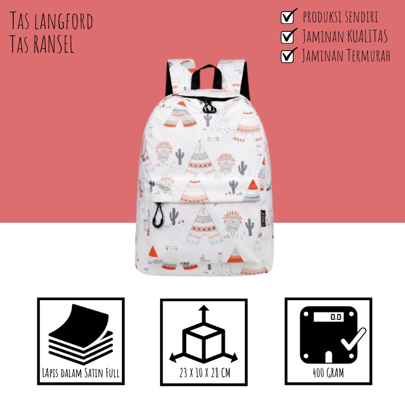 Tas Ransel - Mini Backpack Punggung Bahu Model Motif Terbaru Kekinian Sekolah Travelling Perempuan Wanita Cewek 001