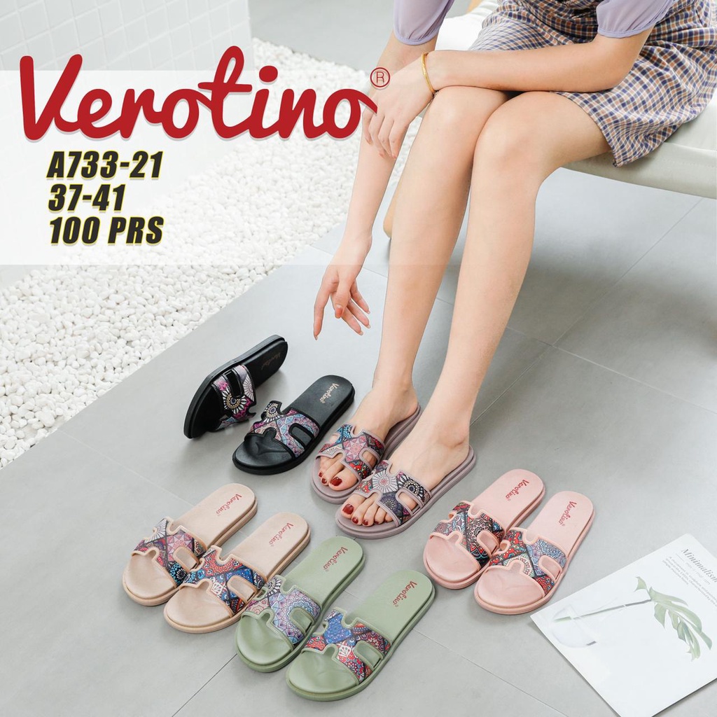 Sendal Slop wanita Motif H Corak Batik Sandal Verotino A733-21
