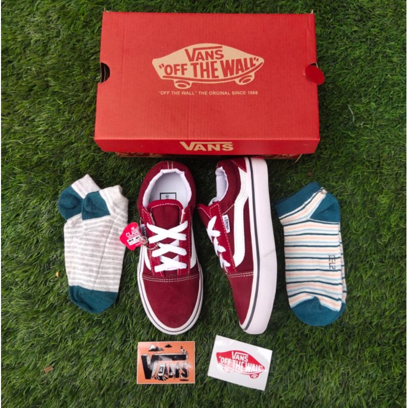 SEPATU V4NS ANAK OLDSKOOL MAROON VELCRO TALI SEPATU ANAK SEPATU ANAK PEREMPUAN SEPATU ANAK LAKI LAKI