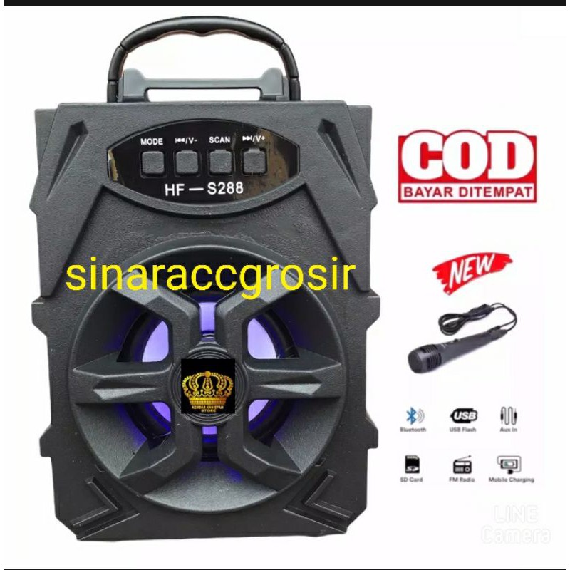(Bayar di tempat) Speaker Bluetooth HF-S288/XTM 168 Free Mic karaoke