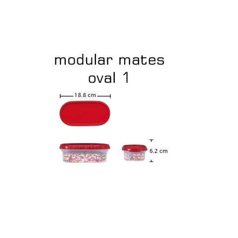tupperware modular mates oval 1 mmo 1 ( 0.5 liter )- wadah susu teh kopi gula pasir snack bumbu meri
