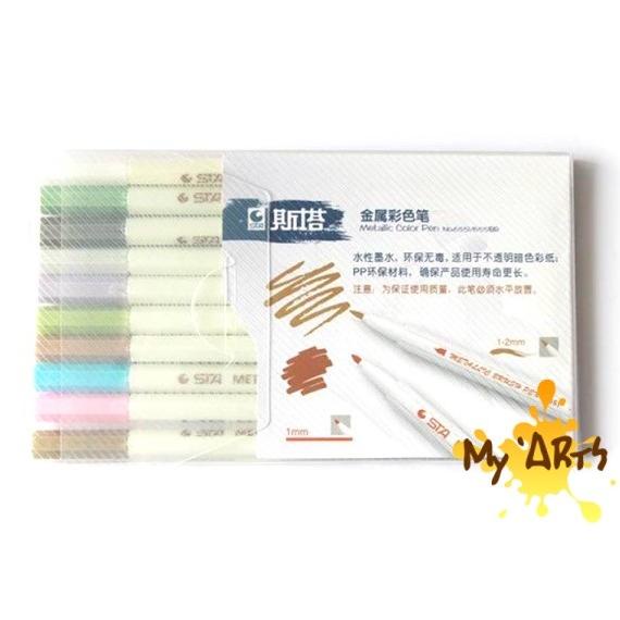 

(BISA COD) STA Metallic Brushpen Set 10 Brush pen Marker Paint Metalik Myarts OBRAL Kode 1285
