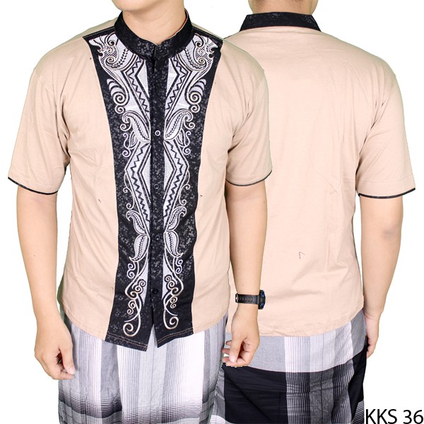 Baju Lebaran Muslimin Pria Bordir Lengan Pendek - KKS 36