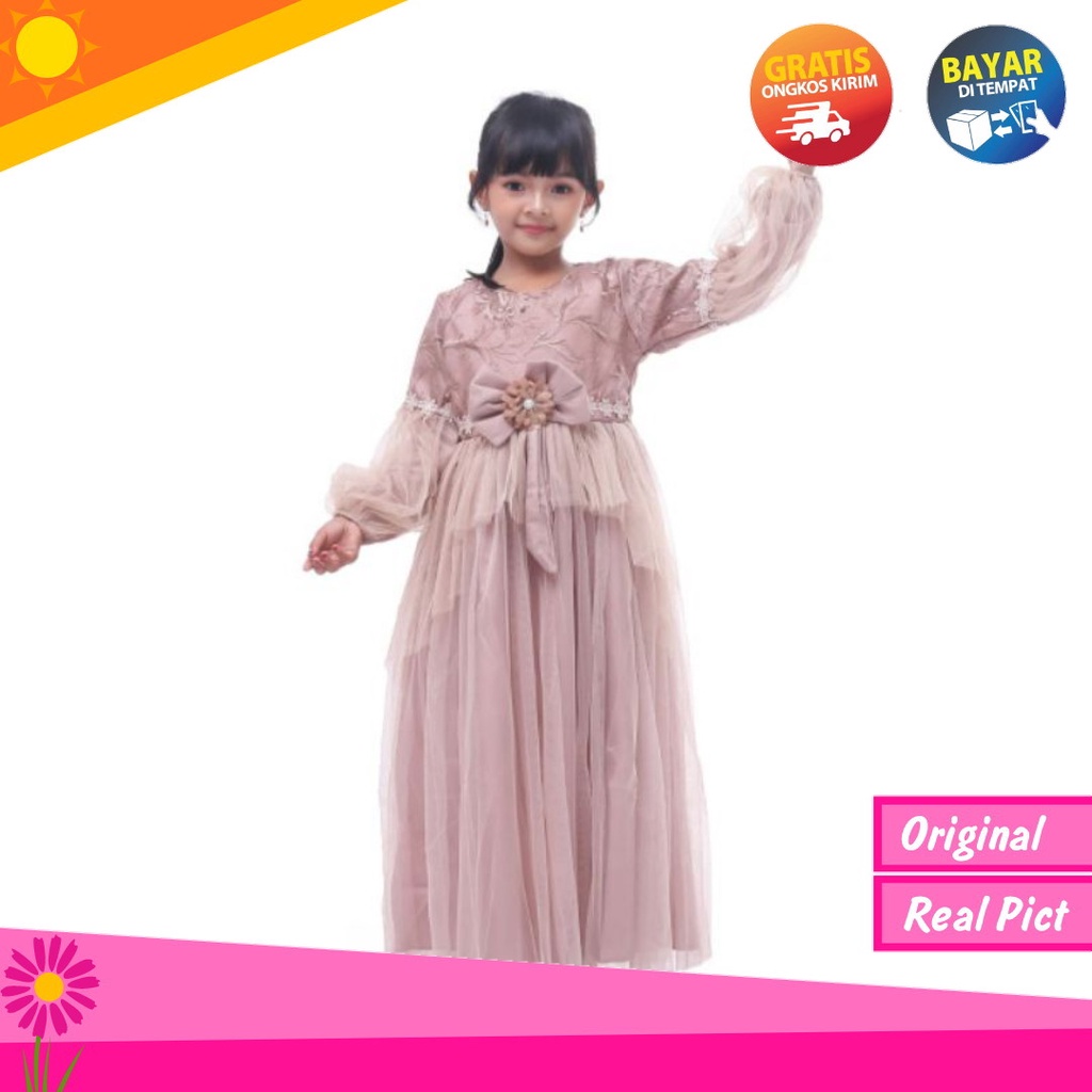 gamis anak perempuan warna mocca | gamis pesta mewah warna mocca | baju gaun anak perempuan | dress anak perempuan | baju gamis anak | baju gamis anak perempuan | gaun pesta anak perempuan