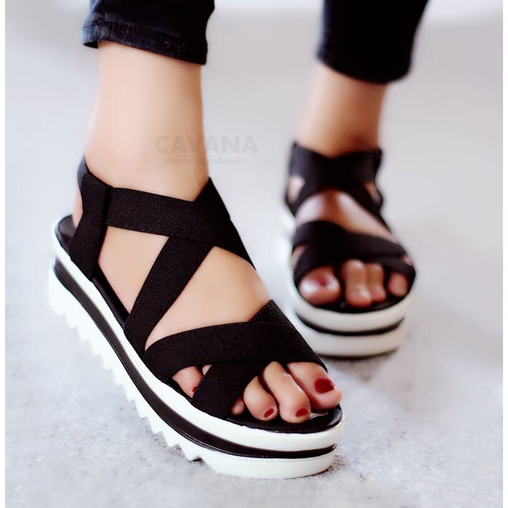 Sandal Wanita Wedges Karet CAVANA SDW248
