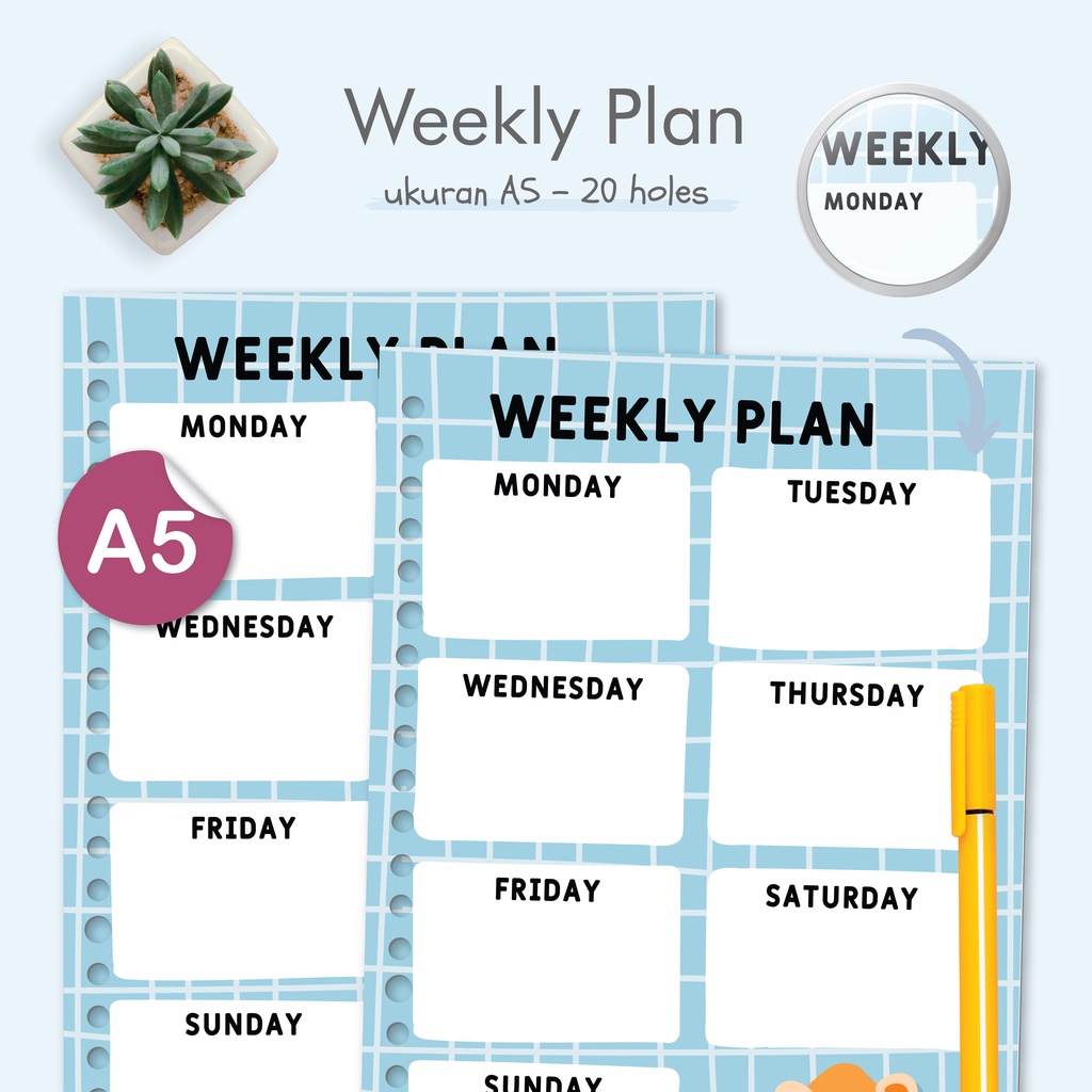 

Loose leaf A5 - Weekly Plan Kotak Biru 2023 - Kertas Binder - File - by Bukuqu