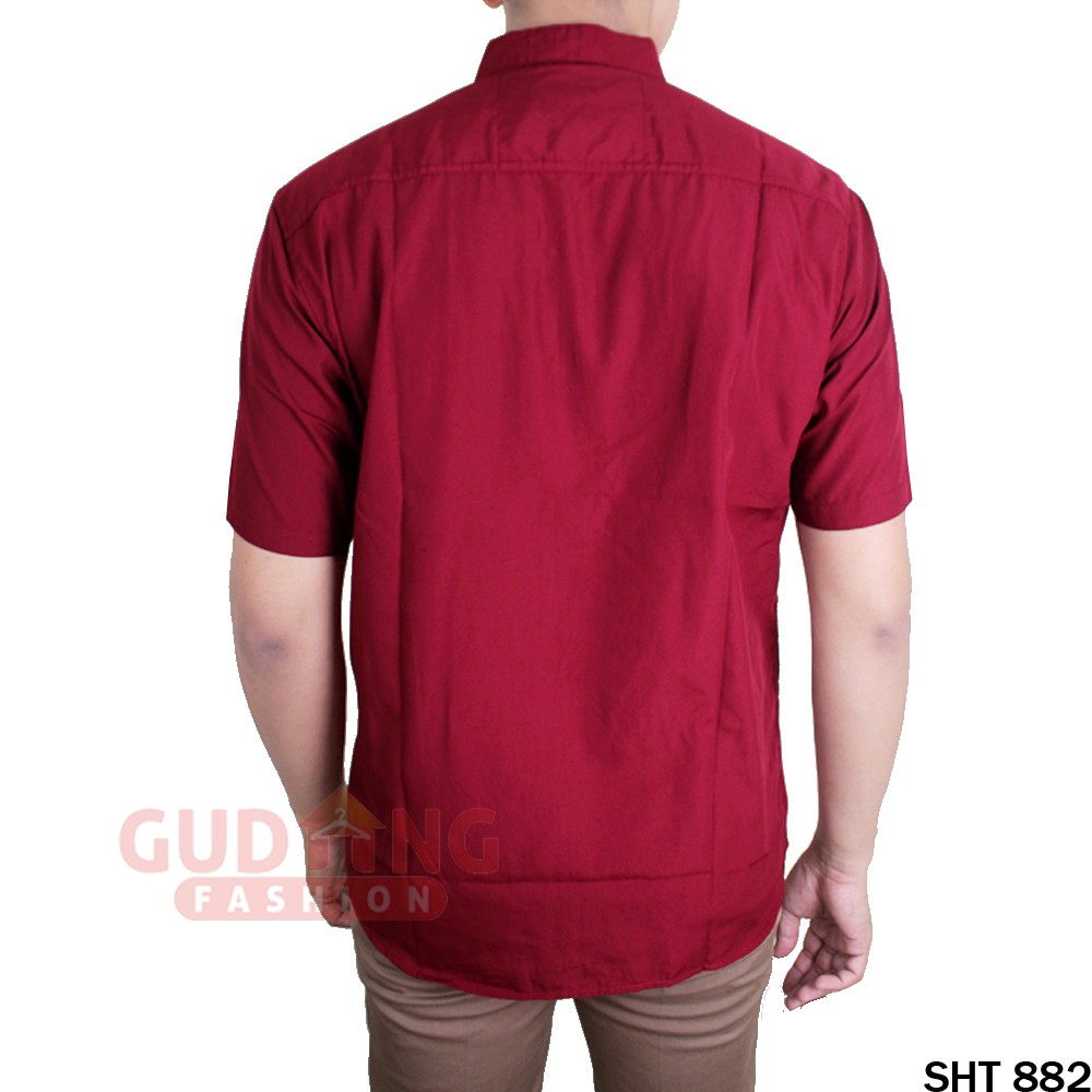 Kemeja Cowok Polos Lengan Pendek Oxford - SHT 882