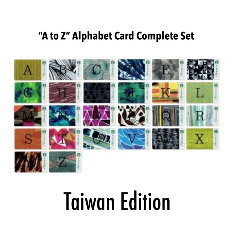 [1 Set 26 Kartu] Starbucks Card Taiwan Alphabet A to Z Complete 2017