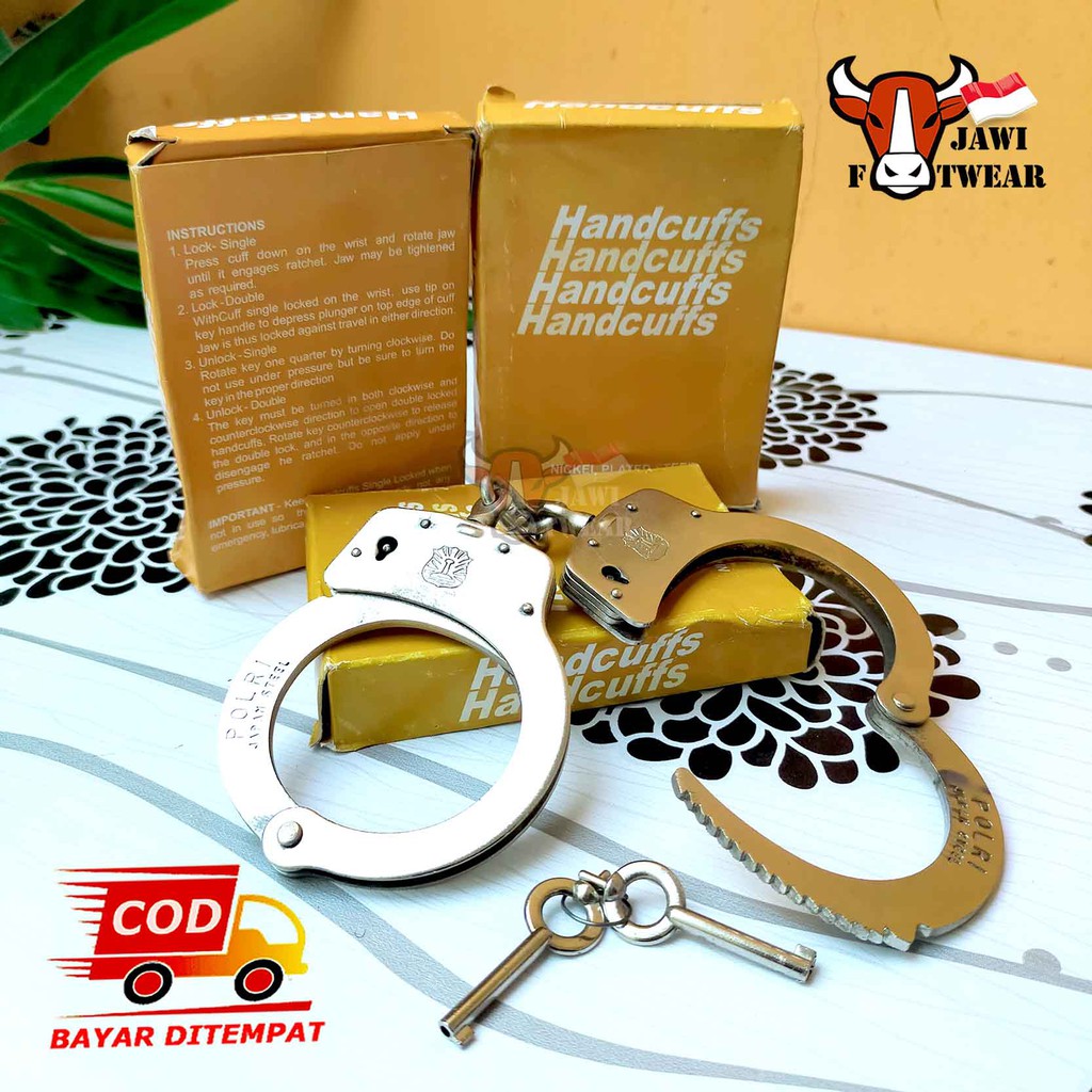 BORGOL TANGAN STAINLESS HANDCUFF ATRIBUT POLRI SECURITY SATPAM