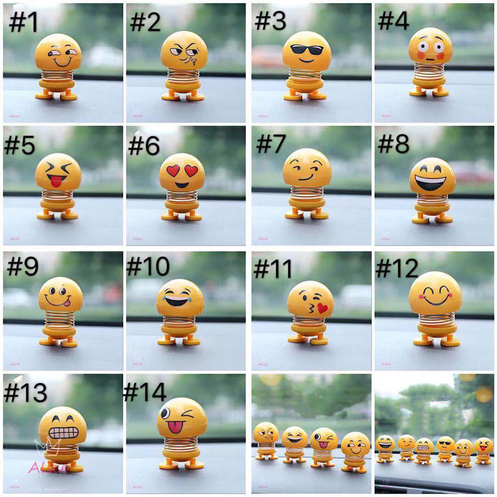 【Kualitas Tinggi】BONEKA PER EMOJI LED BONEKA GOYANG PAJANGAN MOBIL SPRING DOLL SHAKING HEAD