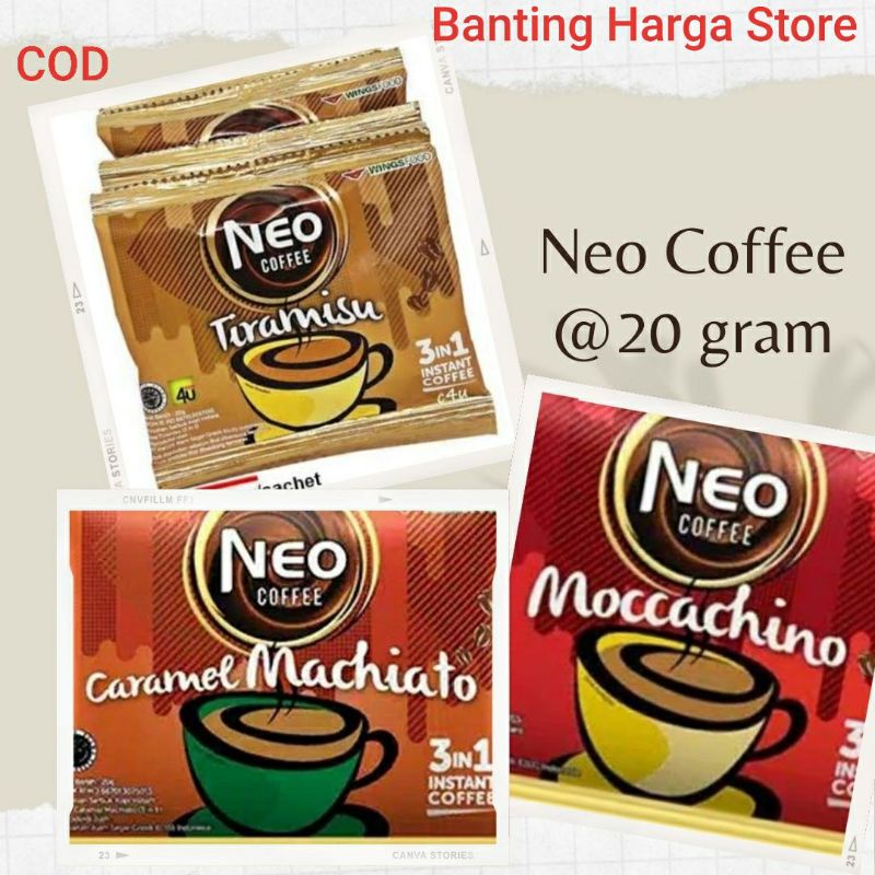 

Kopi NEO 3in1 Moccachino & Caramel Machiato Tiramisu 1 Sachet @20gr