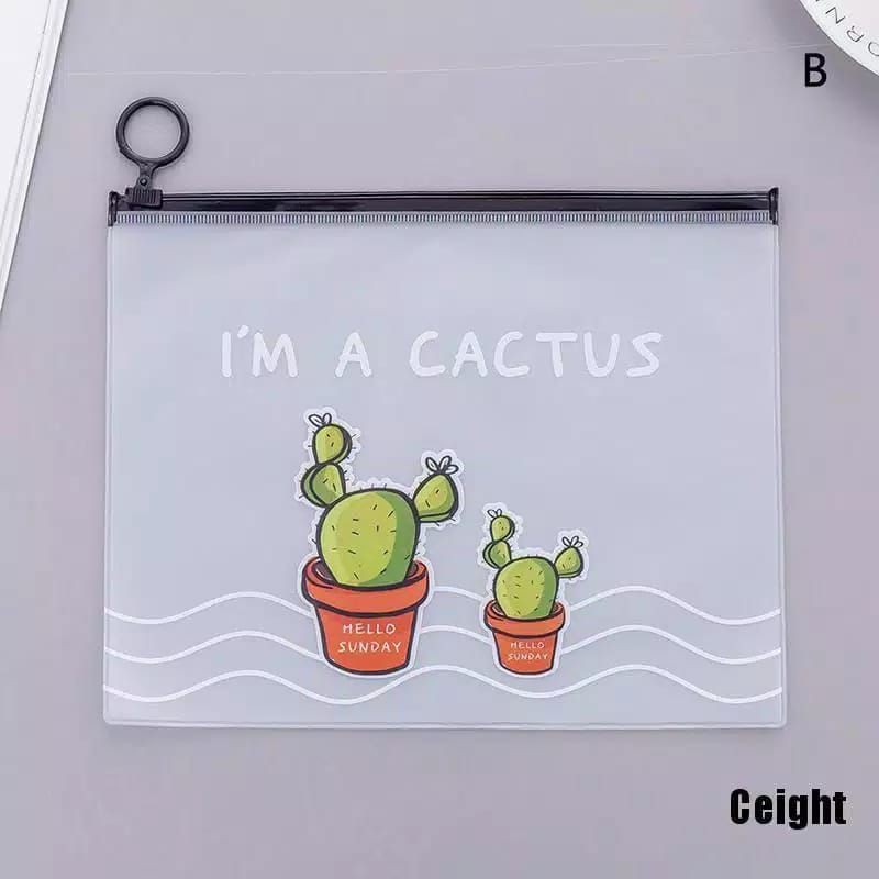 Zipper Bag Cactus Pouch  Kosmetik Transparan Tempat Pensil