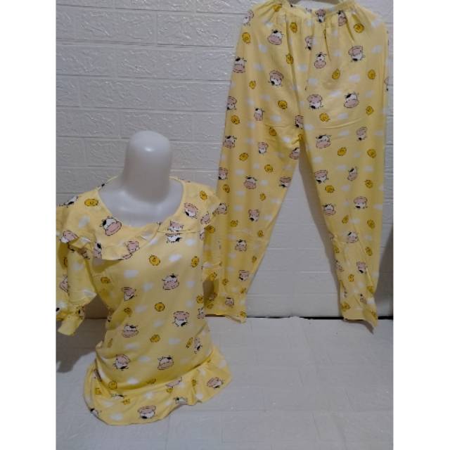 Set baju tidur motif import bahan kaos tebal