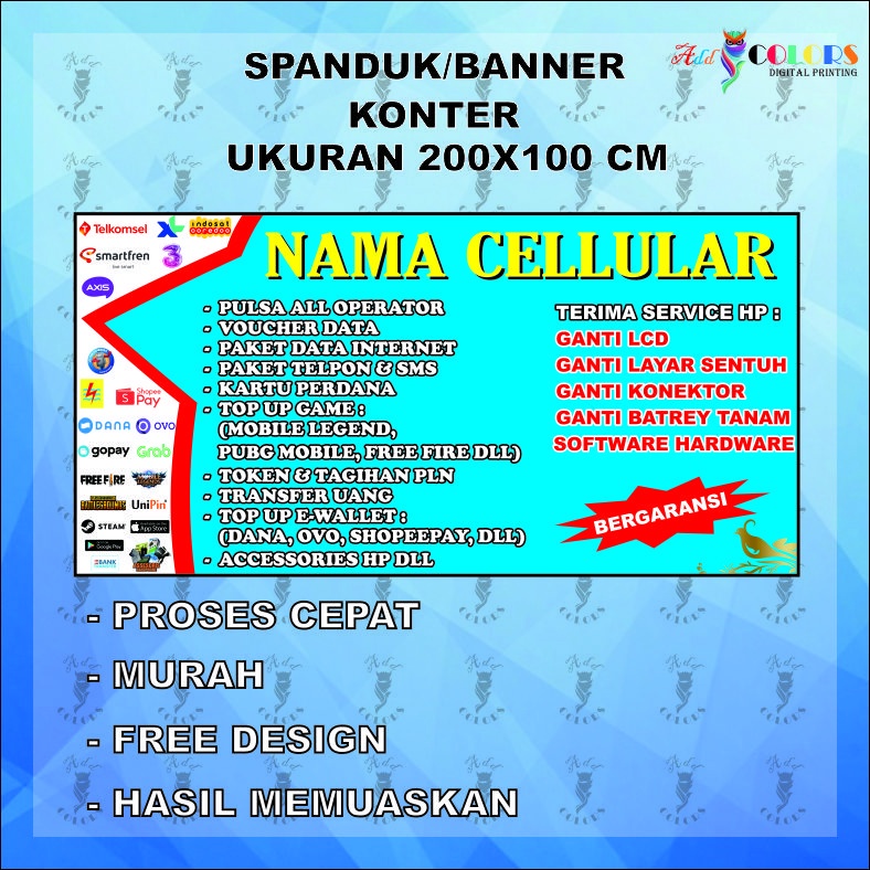 Banner/Spanduk Konter Ukuran 200X100 cm