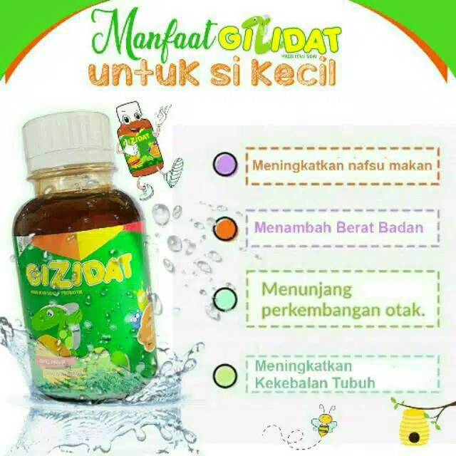 GIZIDAT 10 BOTOL  - Vitamin Penambah Nafsu Makan - Anak Sehat Cerdas Madu Gemuk Badan 100% Alami