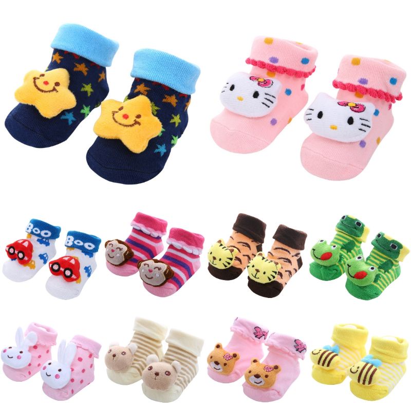 kaos kaki bayi karakter boneka 3d lucu  0-1 thn