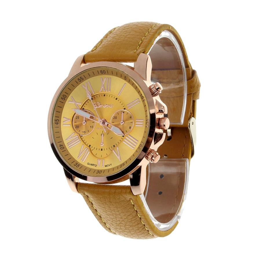 Geneva Fashion Leather Jam Tangan Wanita - Kuning - TPT