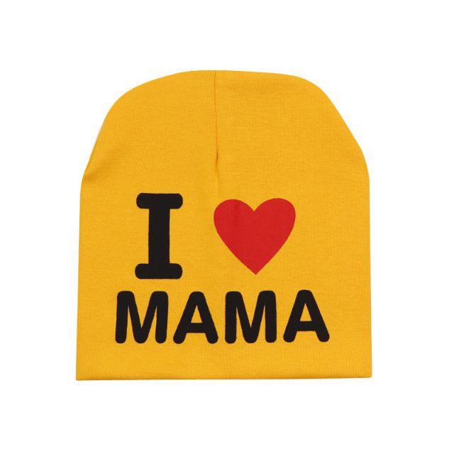 TOPI KUPLUK BAYI / TOPI ANAK UNISEX LUCU ( I LOVE MAMA / I LOVE PAPA )-I❤Mama - Orange