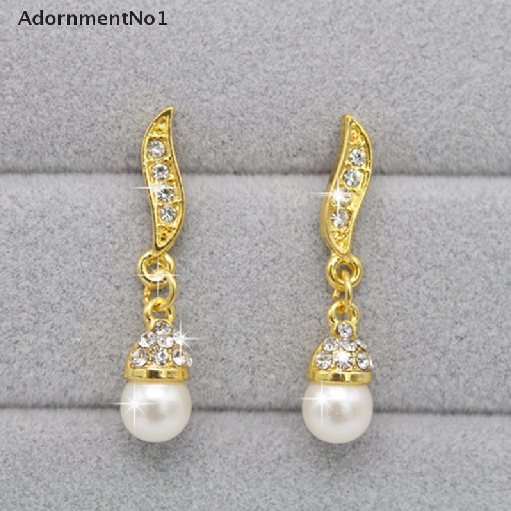 (AdornmentNo1) Set Kalung + Anting Gantung Panjang Tusuk Motif Sayap Malaikat + Mutiara Imitasi Untuk Wanita