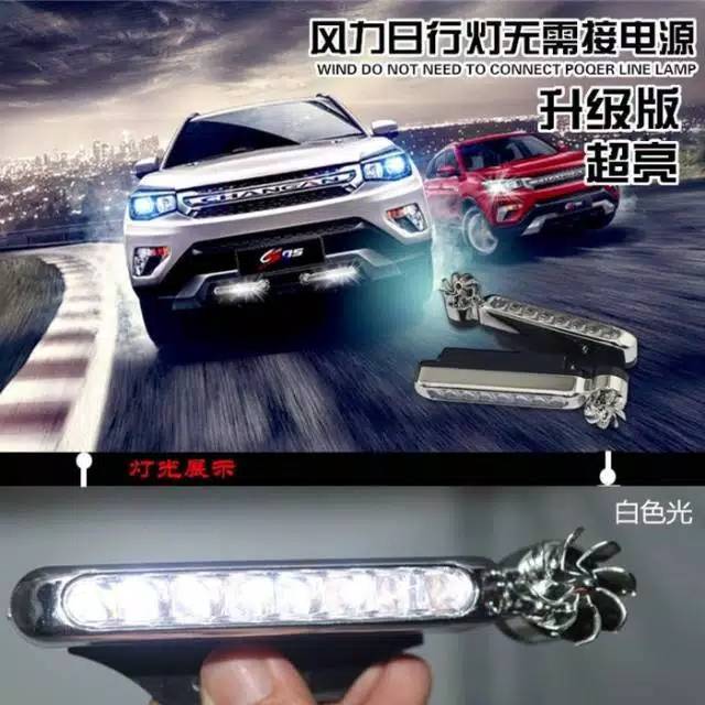 Lampu LED Kipas DRL Mobil Motor Tenaga Angin Universal Fog LED Lamp