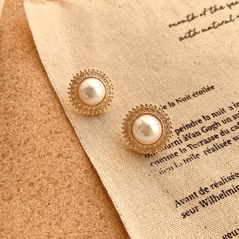 Anting Mutiara Emas Retro Temperamen Sederhana Gaya Korea Untuk Wanita-8