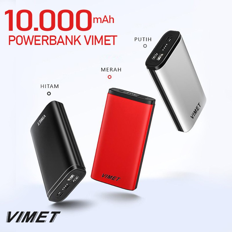 V2 Powerbank Vimet 10000mAh Fast Charging with Usb 2 Port &amp; Powerbank V2 Portable with 3 Input