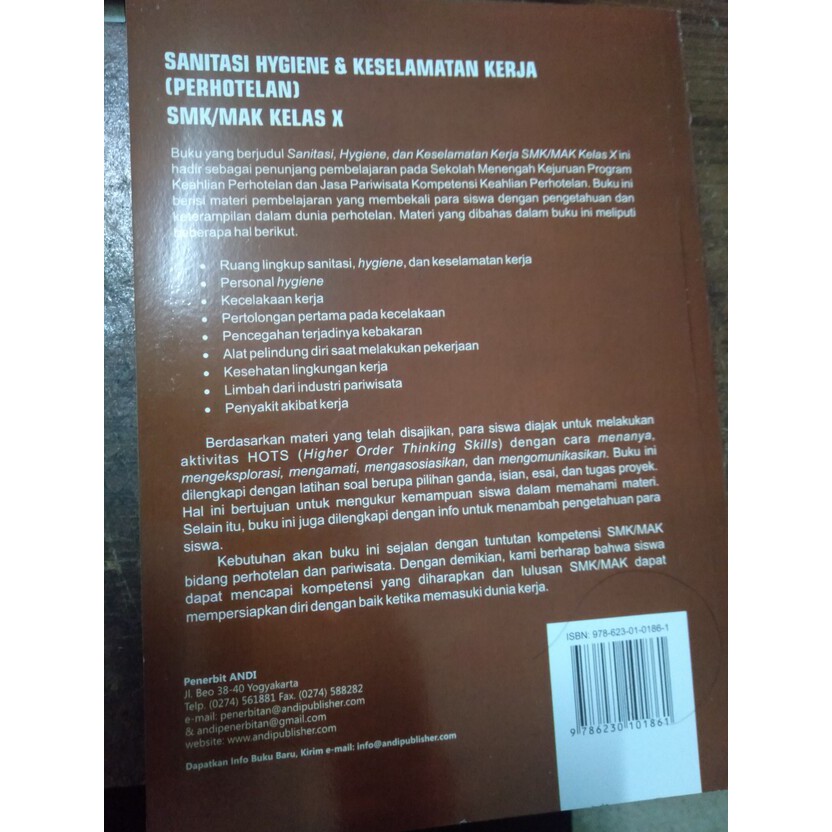 Buku Sanitasi Hygiene Keselamatan Kerja Perhotelan Bidang Keahlian Pariwisata Smk Mak Kelas X Shopee Indonesia