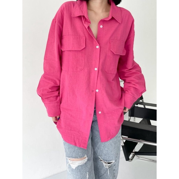 Blouse atasan wanita linen BIG SALE oversize shirt - kemeja basic polos wanita oversize bigsize jumbo blouse lengan panjang atasan formal kerja linen premium