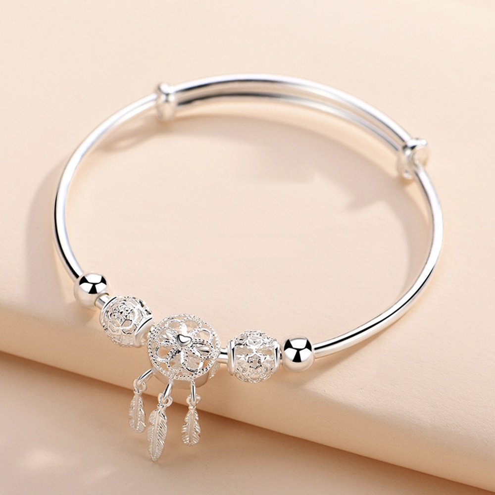 【COD Tangding】Gelang Tangan Adjustable Aksen Dream Catcher + Rumbai Bulu Untuk Anak Perempuan