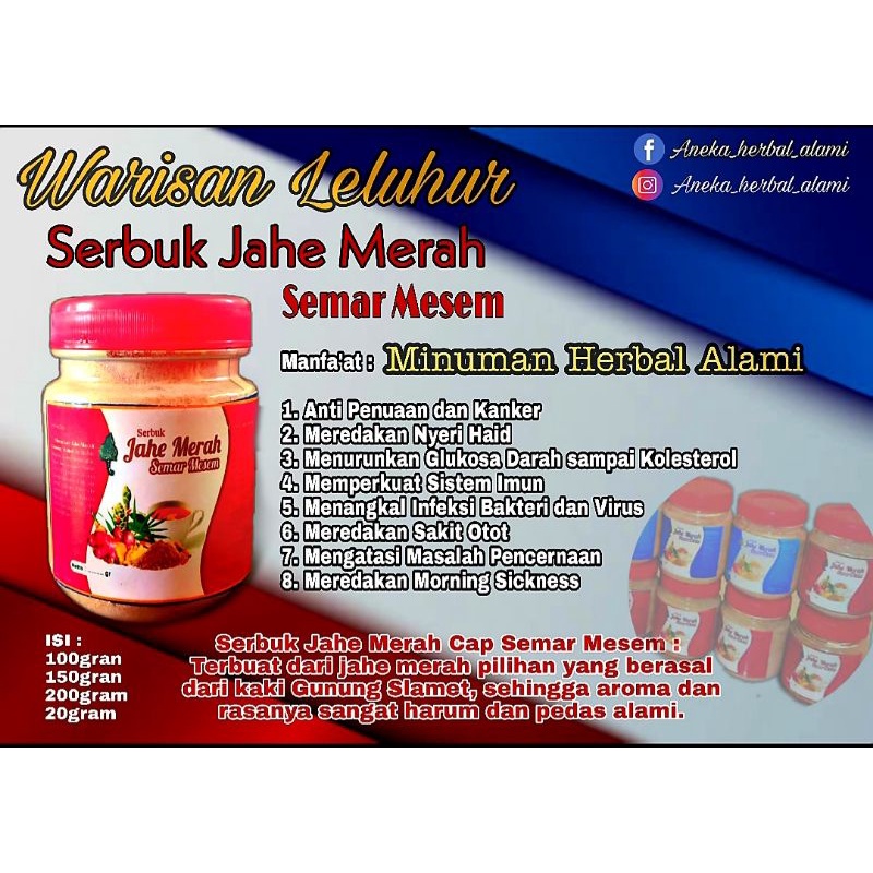 

Serbuk Jahe Merah Gula Aren Cap Semar Mesem