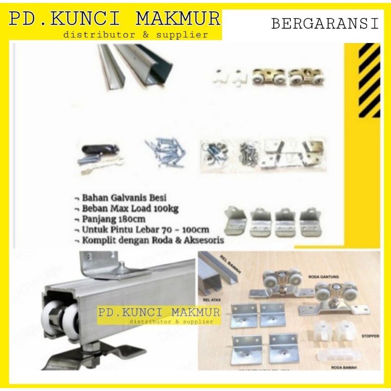 rel pintu sleding D3 deluxe 180cm 1set complete rel pintu gantung 1.8m rel pintu geser