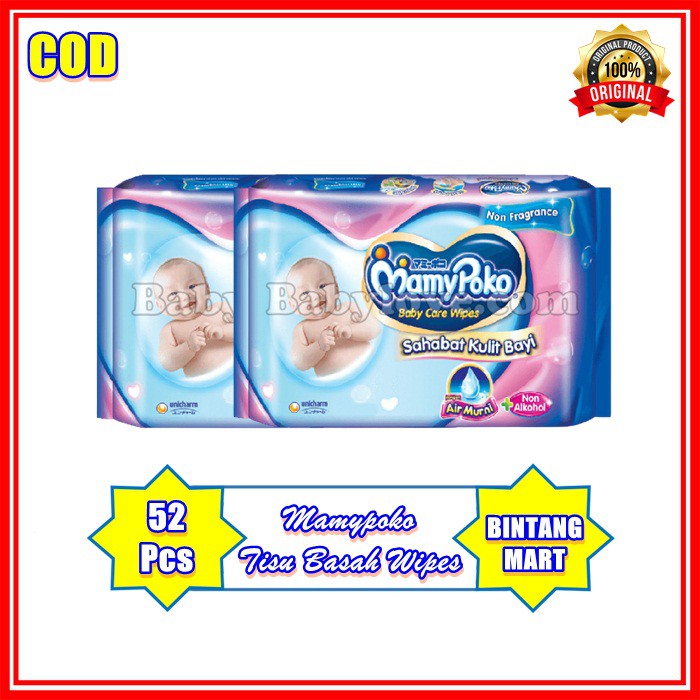 Tisu Basah Mamypoko Babywipes freegrane 52 lembar Perawatan Bayi Perlengkapan Pembersih kulit bayi