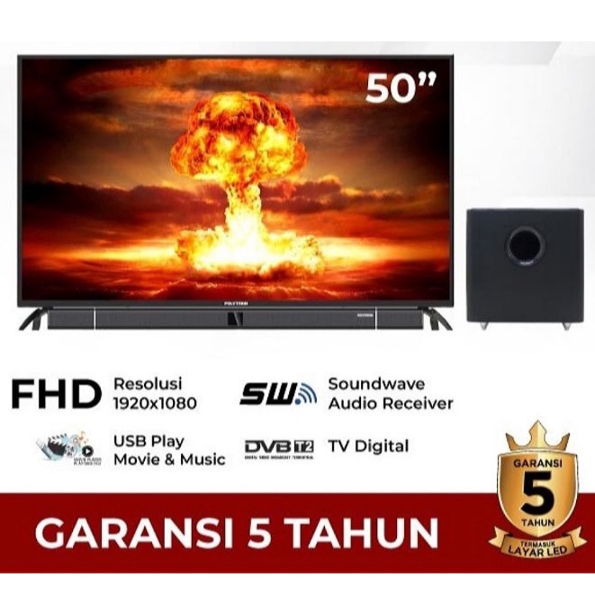 LED TV 50 INCH POLYTRON SPEAKER TOWER 50B880 GARANSI RESMI JAWA BARAT