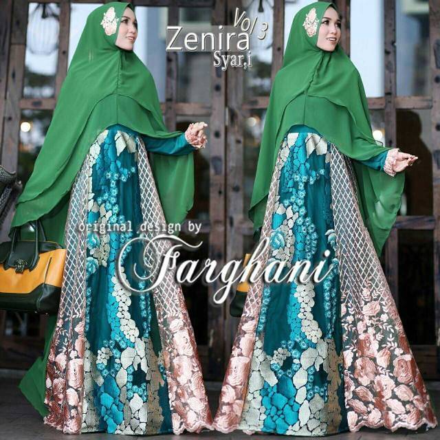 Gamis brukat ijo / gamis butik farghani