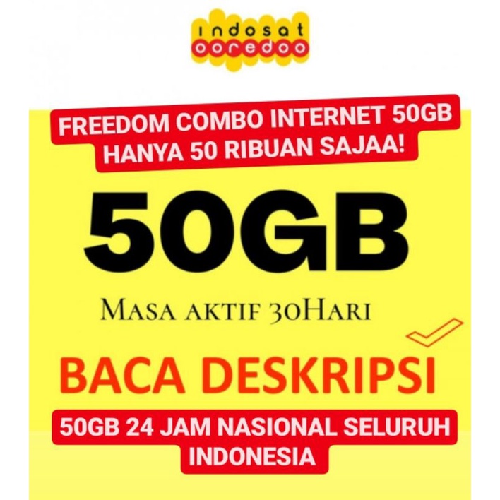 KUOTA INDOSAT FREEDOM INTERNET 50GB 30 HARI 32GB - IM3 OOREDOO 150GB UNLIMITED PAKET DATA 39GB PROMO