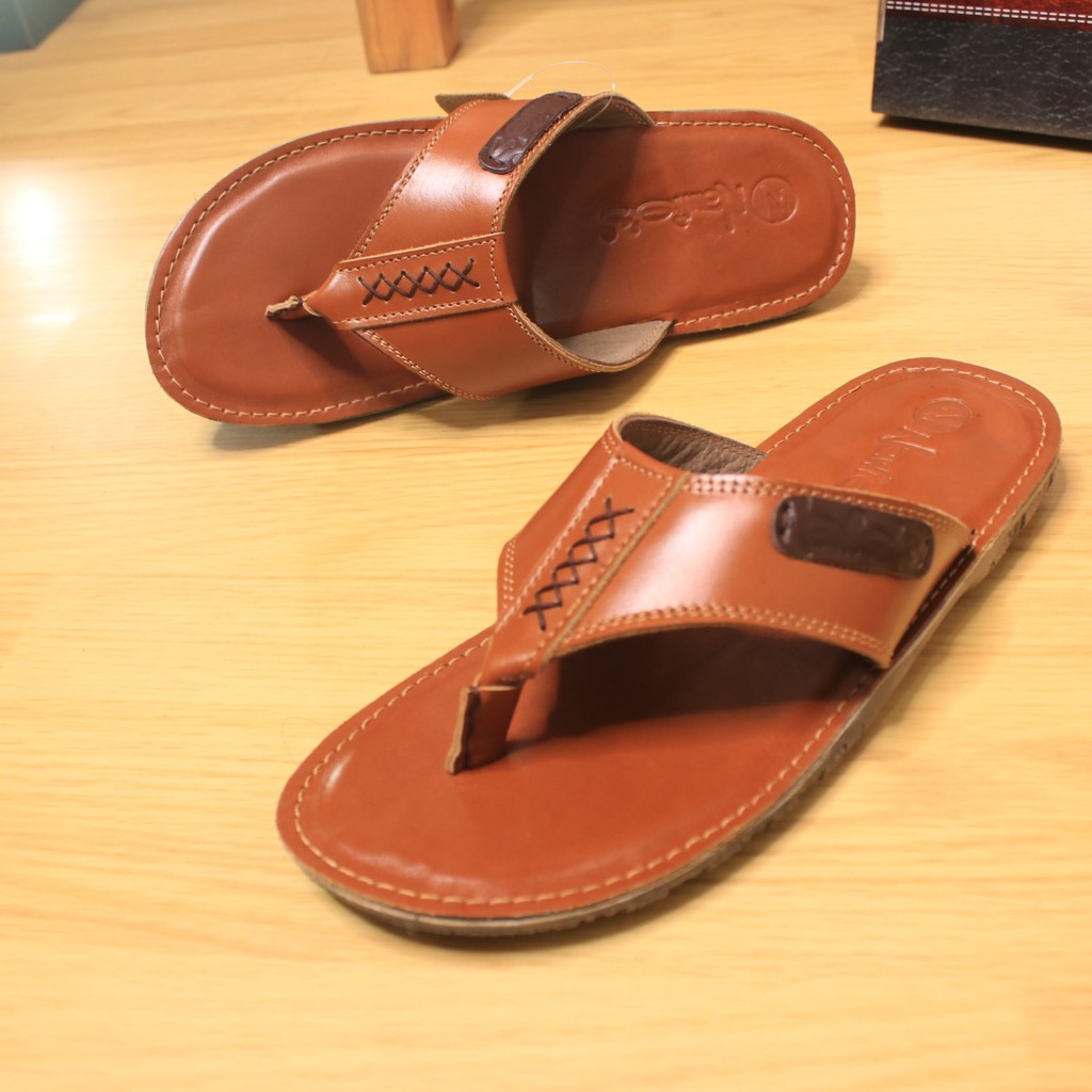 Sandal Slide JAGUAR Sendal Selop japit Kuat bahan Kulit sapi Asli genuine leather Pria Cowok