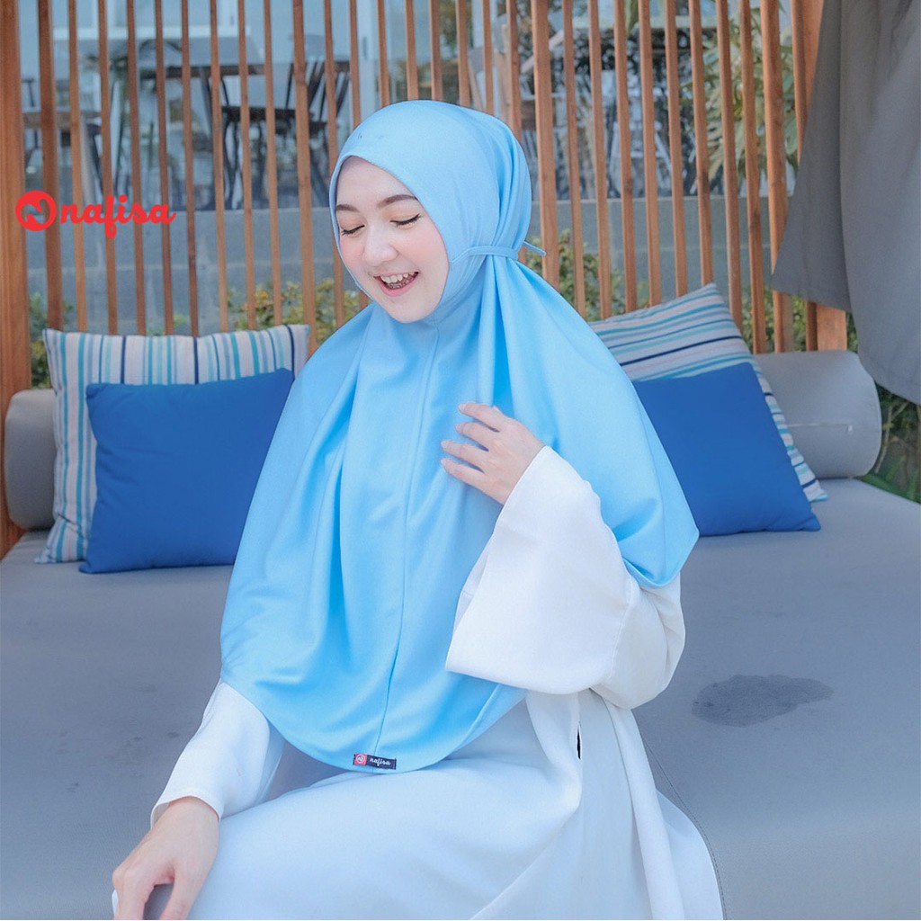 Hijab Instan Non Pad Tali Dirumah Saja AT HOME | Khimar Instan Ber-Ukuran Tali Samping Jilbab Kaos