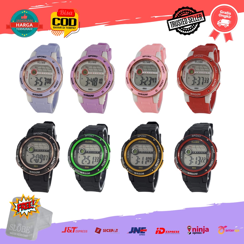 [COD] Jam Tangan Sport Digital Anak Remaja ABG Slobe 660 Kecil Anti Air / Water Resist Trendy