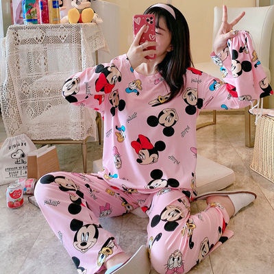 Baju Tidur Setelan Piyama Lengan Panjang Celana Panjang Set Wanita Stelan Perempuan Baju Santai Cewek Baju Rumah Hangat Fashion Korea bahan adem Import