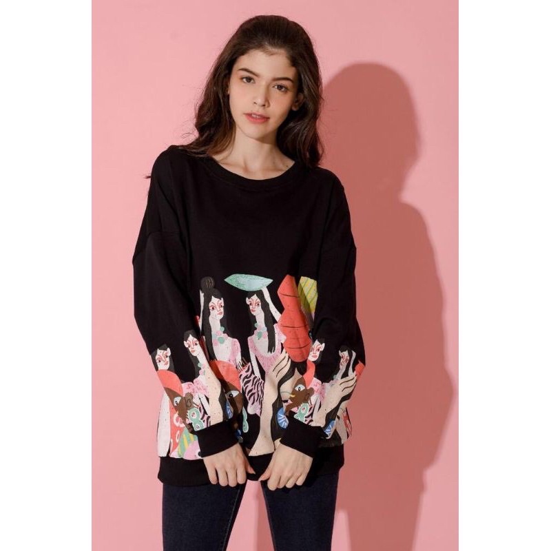 Sweater Hitam Zara Miranda // Baju Atasan Sweater Branded Adem Tidak Panas Lembut Ceweneck Hoodie Im