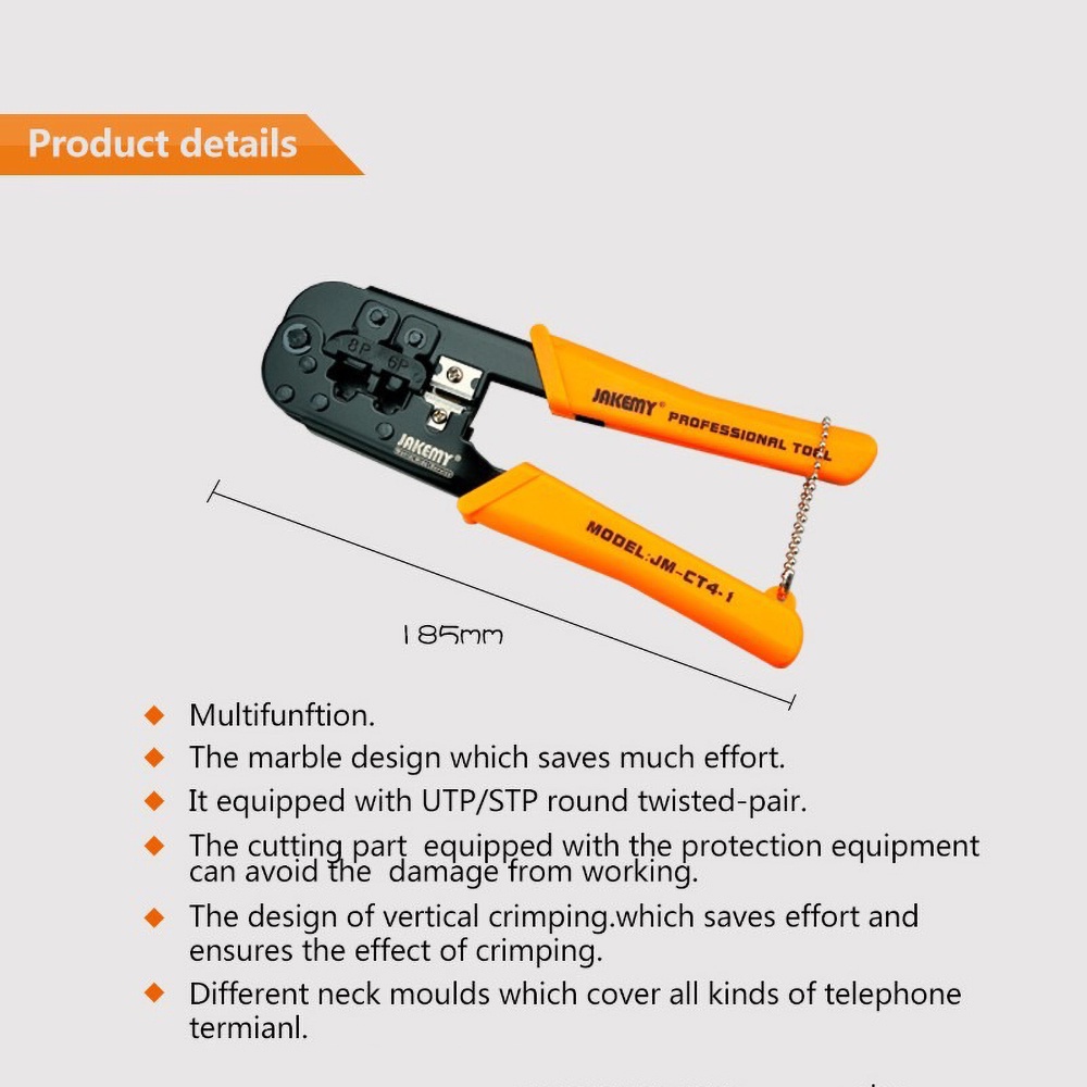 Jakemy JM-CT4-1 Tang Crimping Tool Network LAN Cable 6P 8P