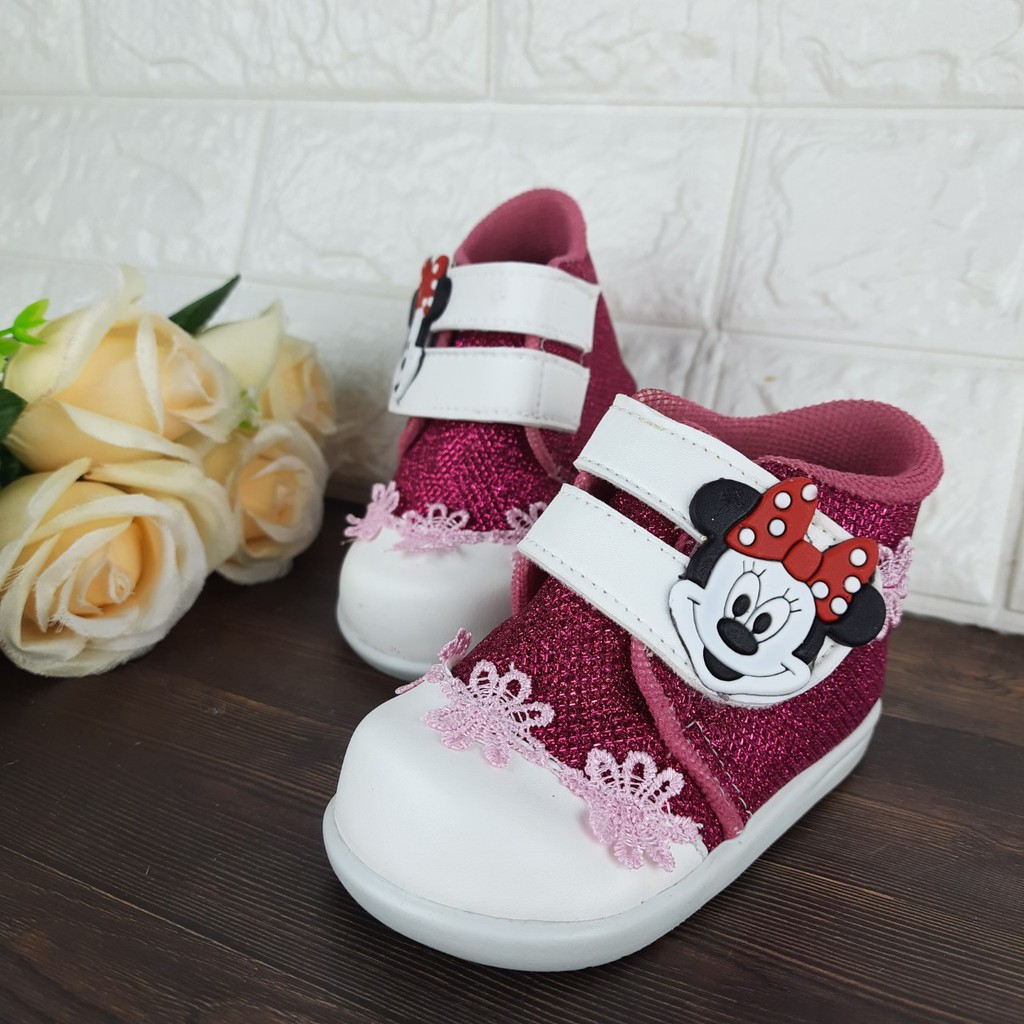 [TAMAN SEPATUKU] SEPATU TRENDY MURAH PESTA ANAK MICKEY MOUSE PINK BUNYI 1 2 3 TAHUN FAX16