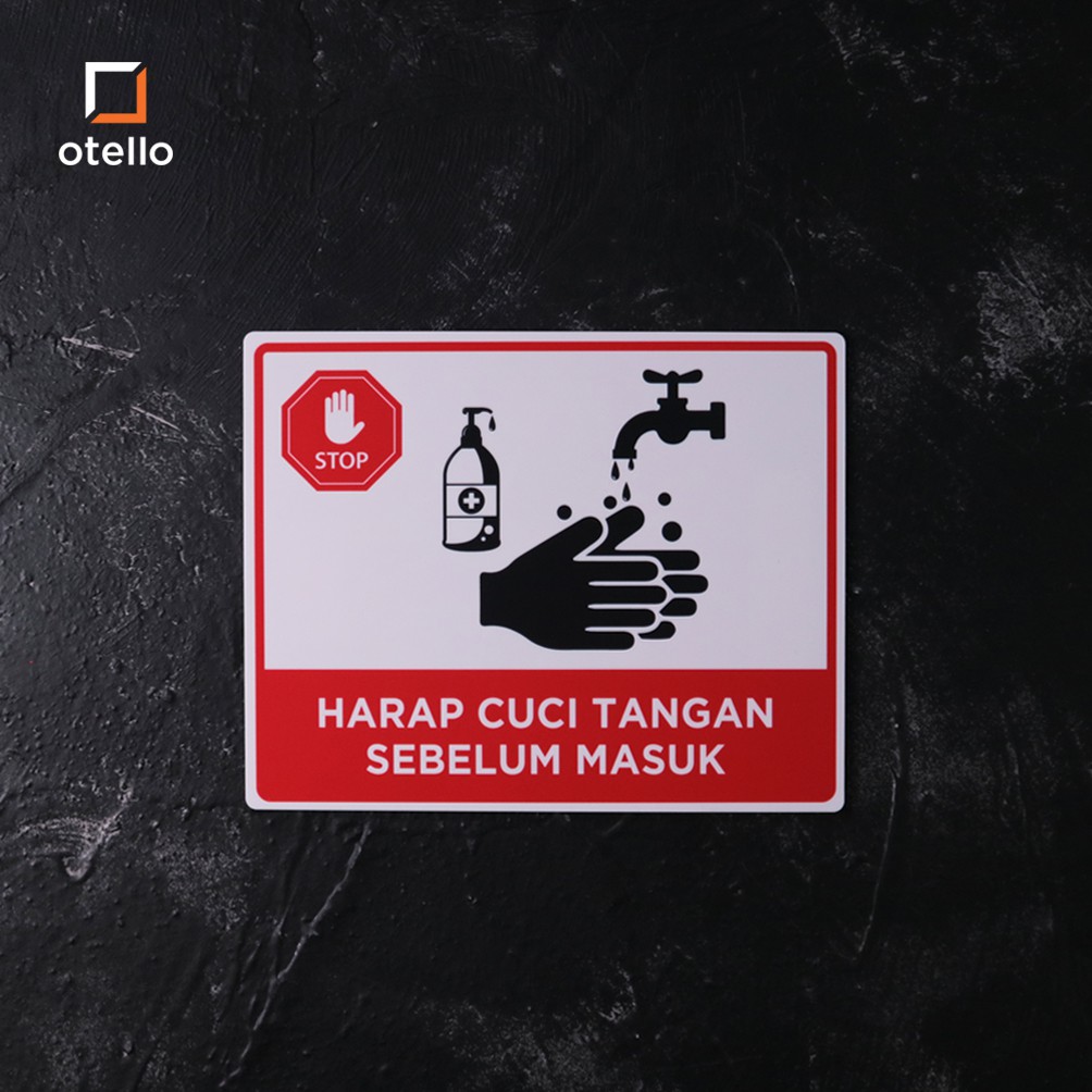 Harap Cuci Tangan Sebelum Masuk | 25 x 20 cm | Sign Board Akrilik | Sign Label Akrilik