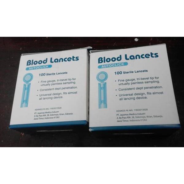 Blood Lancet 28g Auto Click Isi 100 Jarum Untuk Bekam Dan Test Darah