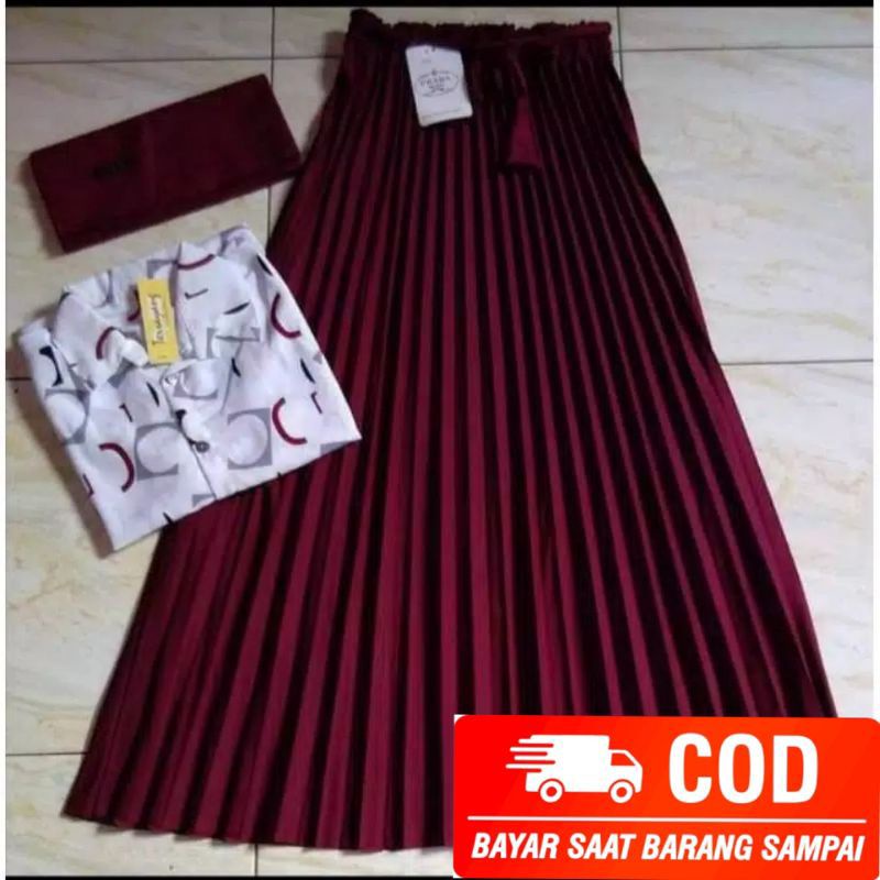SETELAN KEMEJA ROK JILBAB/SETELAN WANITA/SET ROK/SET HIJAB/SETELAN ROK