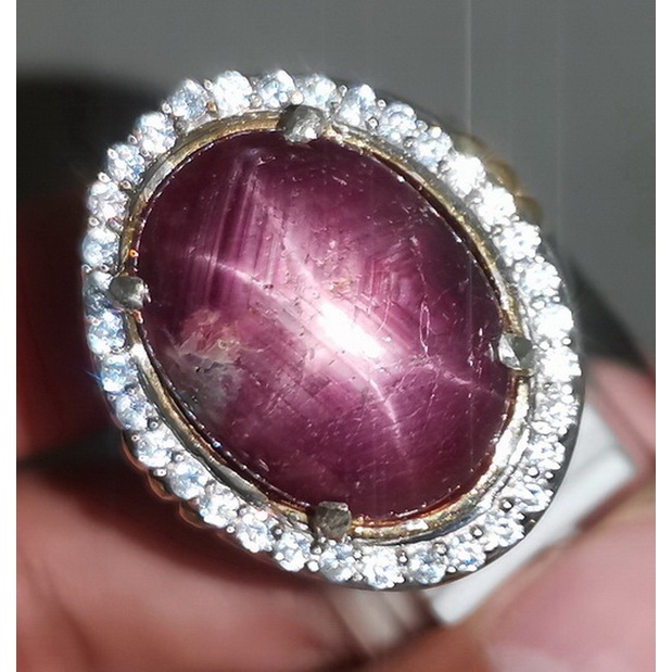 Cincin Batu Permata Antik Star Ruby Afrika Asli